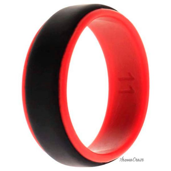 Picture of Silicone Wedding 2Layer Step Ring - Red-Black by ROQ for Men - 11 mm Ring