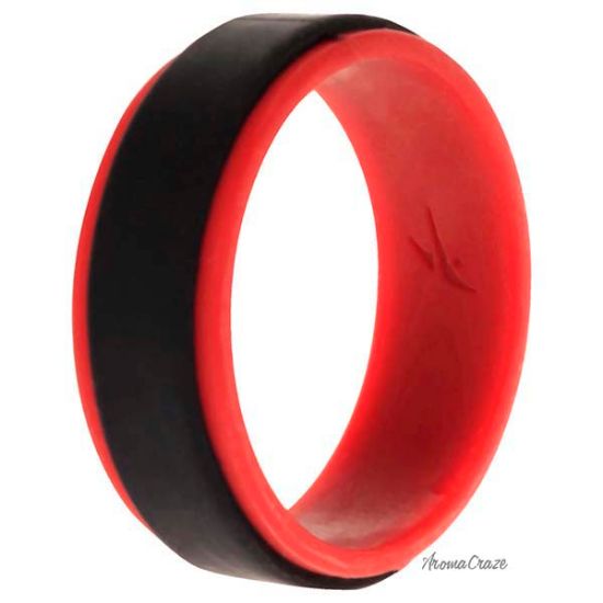 Picture of Silicone Wedding 2Layer Step Ring - Red-Black by ROQ for Men - 12 mm Ring