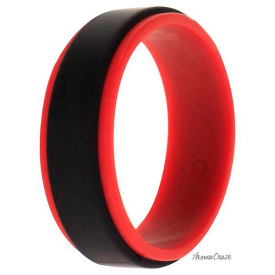 Picture of Silicone Wedding 2Layer Step Ring - Red-Black by ROQ for Men - 13 mm Ring