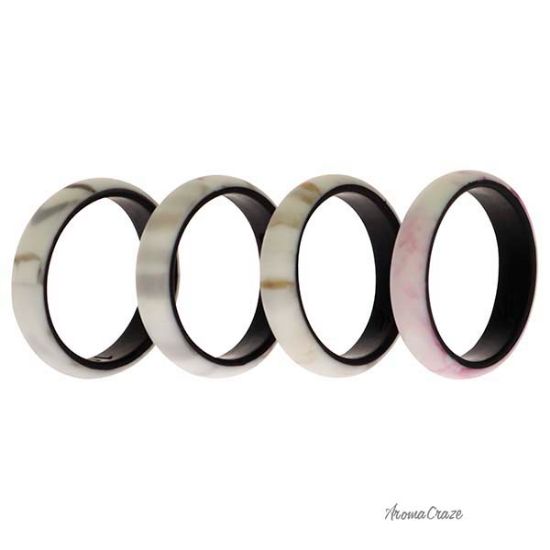 Picture of Silicone Wedding 2Layer Ring Set - Bordo-Marble by ROQ for Women - 4 x 10 mm Ring