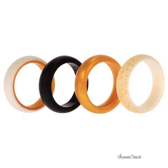 Picture of Silicone Wedding 2Layer Ring Set - Gold by ROQ for Women - 4 x 4 mm Ring