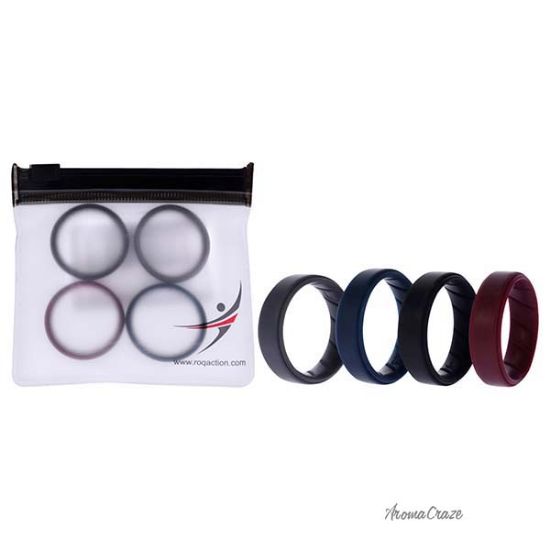 Picture of Silicone Wedding BR Step Ring Set - Basic-Bordo by ROQ for Men - 4 x 13 mm Ring