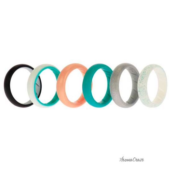 Picture of Silicone Wedding BR Solid Ring Set - Turquoise by ROQ for Women - 6 x 7 mm Ring