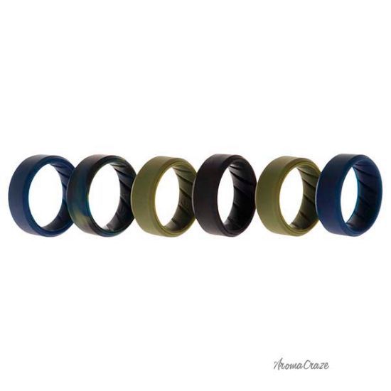Picture of Silicone Wedding BR 8mm Ring Set - Basic-Olive by ROQ for Men - 6 x 7 mm Ring