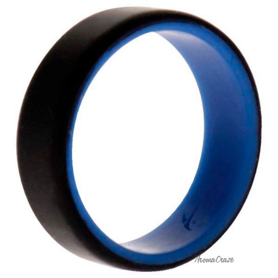 Picture of Silicone Wedding 2Layer Beveled 8mm Ring - Blue-Black by ROQ for Men - 16 mm Ring