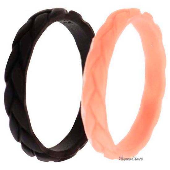 Picture of Silicone Wedding Leaves Ring Set - Metal-Pink by ROQ for Women - 2 x 11 mm Ring