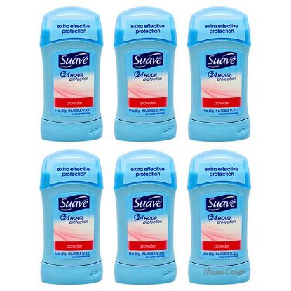 24 Hour Protection Invisible Solid Anti-Perspirant Deodorant Stick - Powder by Suave for Unisex - 1.4 oz Deodorant Stick - Pack of 6