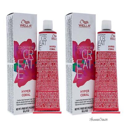 Color Fresh Create Semi-Permanent Color Hyper Coral by Wella for Unisex 2 oz Hair Color Pack of 2