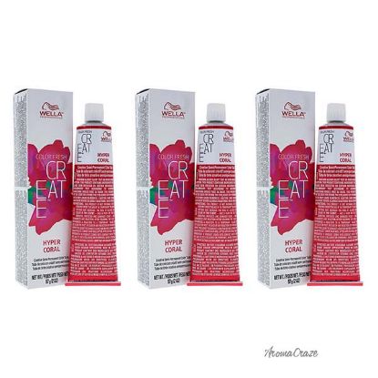 Color Fresh Create Semi-Permanent Color Hyper Coral by Wella for Unisex 2 oz Hair Color Pack of 3 
